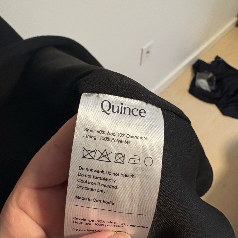 Quince Black Wool Cashmere Coat NWT - Picture 5 of 6
